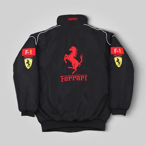 Vintage Ferrari F1 Racing Jacket - Black Motorsport Embroidered