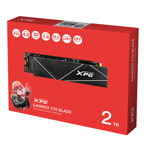 XPG GAMMIX S70 BLADE 2TB PCIe Gen4 M.2 NVMe® SSD (5Year Warranty
