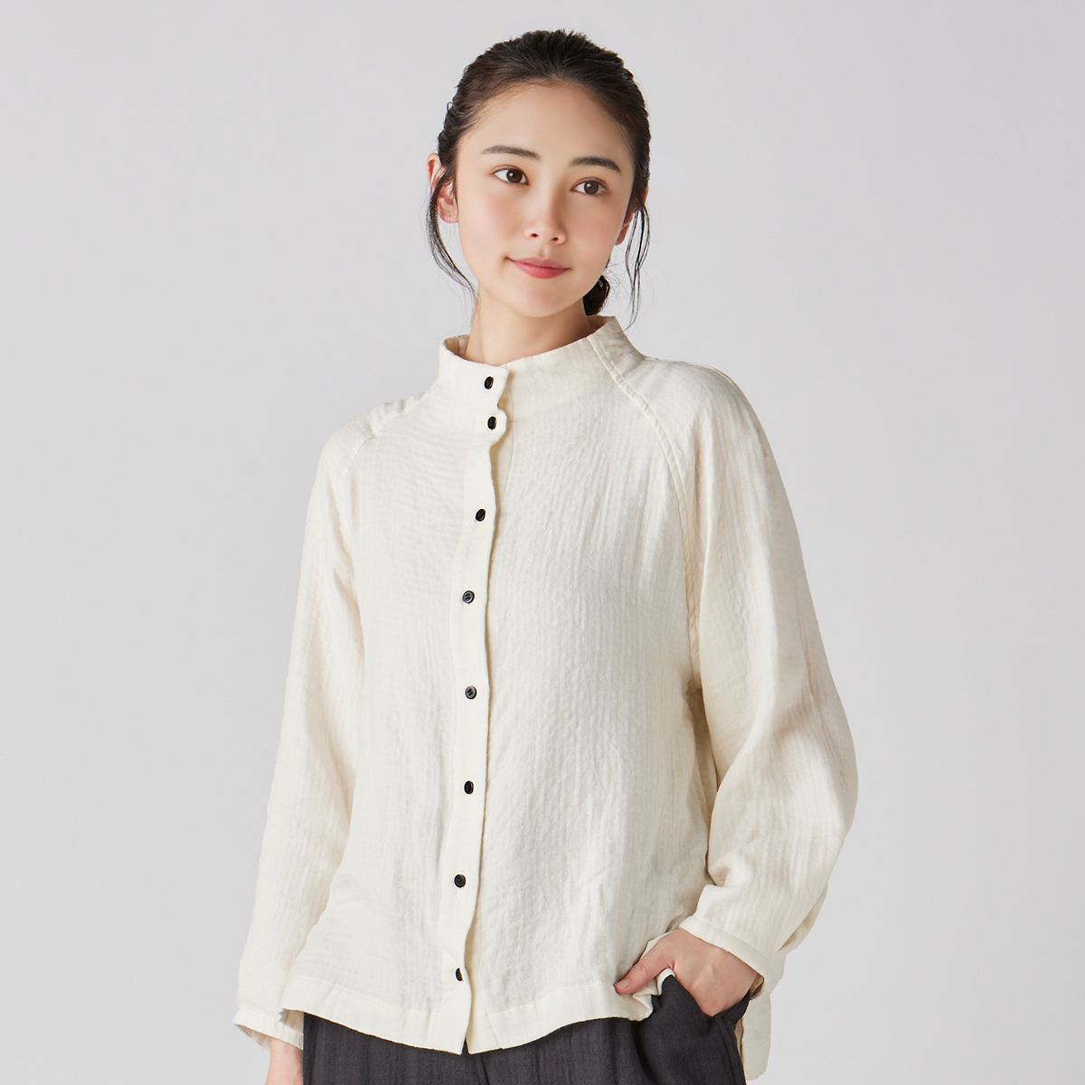 マシュマロガーゼレディスボトルネックブラウス（RTF17931）-UCHINO