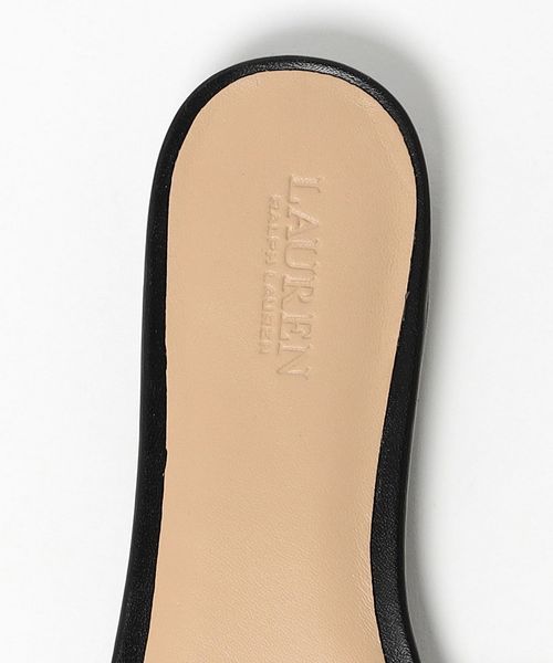 LAUREN RALPH LAUREN＞ロゴ スライダー サンダル/ブラック