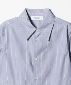 ATTISESSION＞コットン ストライプ スリム シャツ