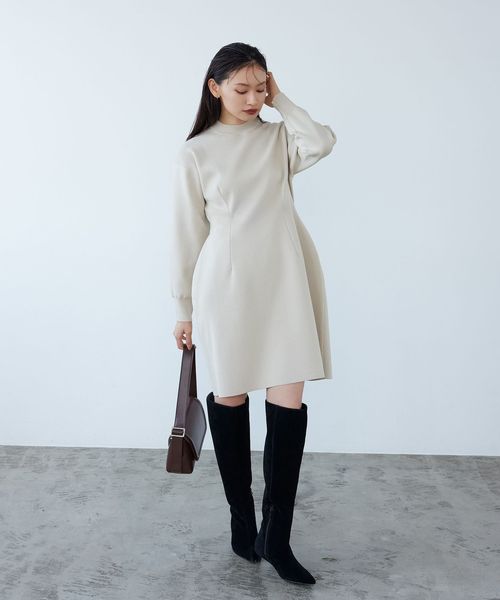 EMMEL REFINES＞EM HW フィット＆コクーン ミニ ワンピース