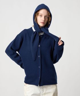 6(ROKU)＞ウール フード ニット カーディガン