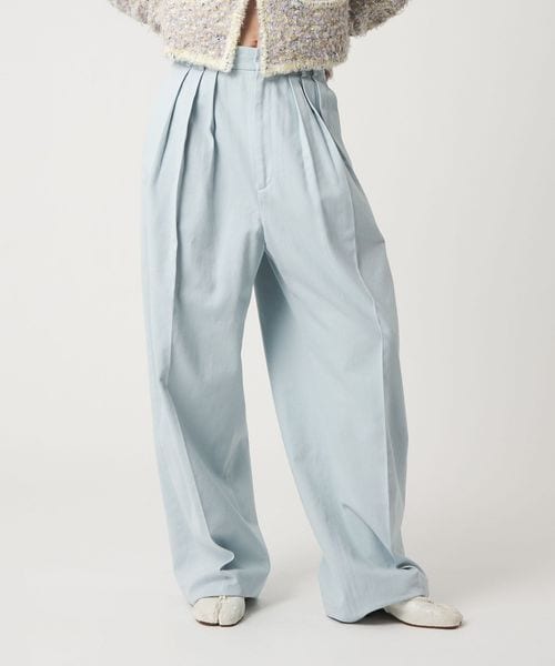 6(ROKU)＞コットンレーヨン タックパンツ 26SS