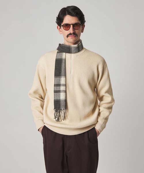 Steven Alan＞ T/C 9G アゼ ハーフジップ ドライバーズ ニット