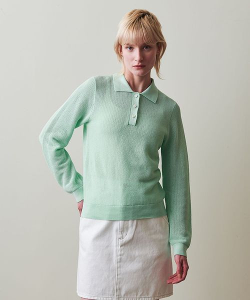 Steven Alan＞メッシュ ポロカラー ニット