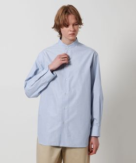 LOEFF＞コットン ブロード バンドカラーシャツ