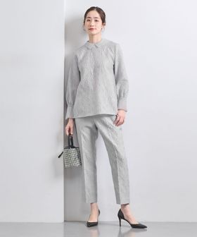 ツートーン ジャガード ブラウス