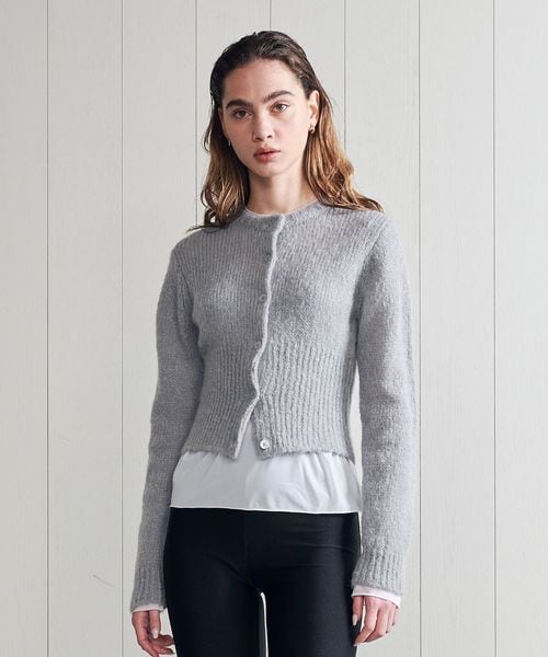 H＞ウールモヘヤ ショートカーディガン