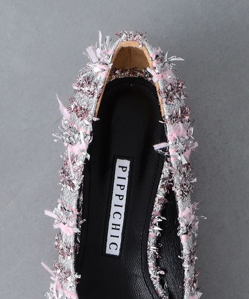 PIPPICHIC＞ANNA V JWL ツイード フラットシューズ