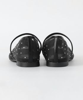 メッシュ ビジュー フラットシューズ
