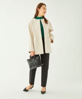 SENTDALE WOOL セントデールウール ノーカラー ミドル コート