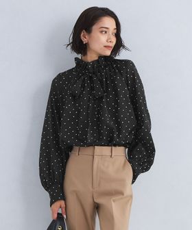 シアー フリル ボウタイ ブラウス ―マシンウォッシャブル・防シワ―