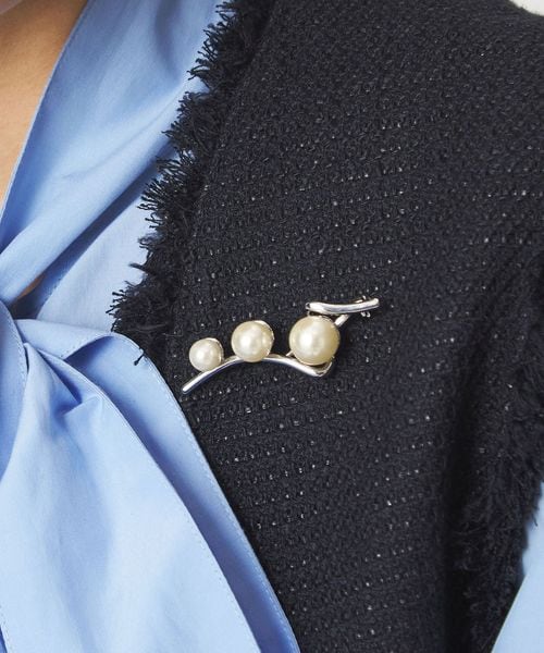 フェイクパール＆バー ブローチ