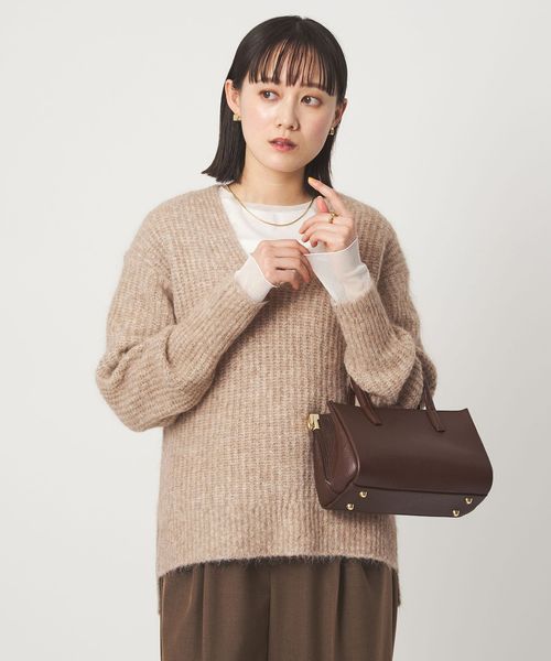 アルパカブレンド アゼ Vネック プルオーバー ニット