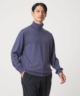 Super 120's ハイゲージ タートルネック ニット