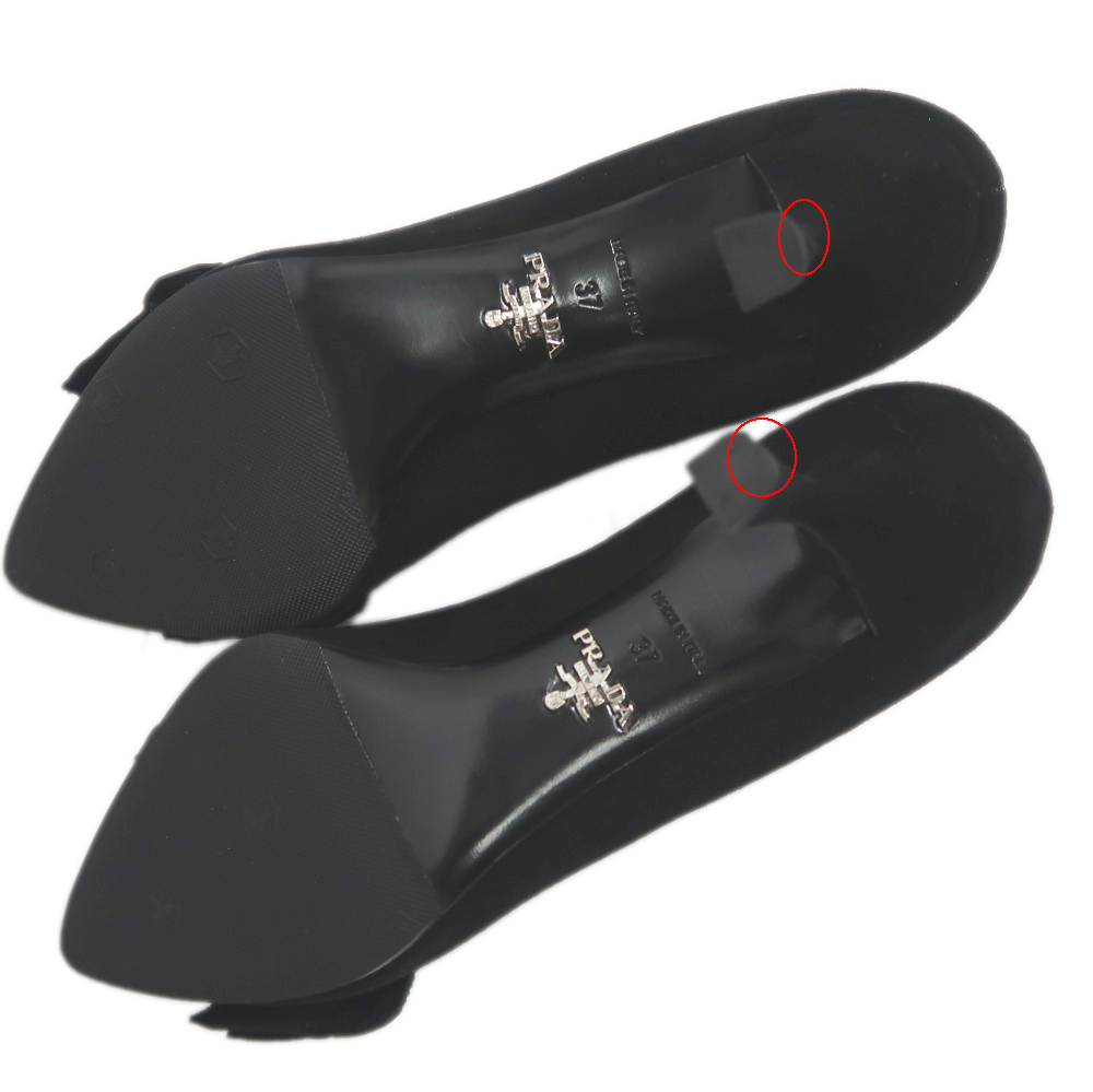 名東】【PRADA】プラダ リボンモチーフ ヒールパンプス サイズ37