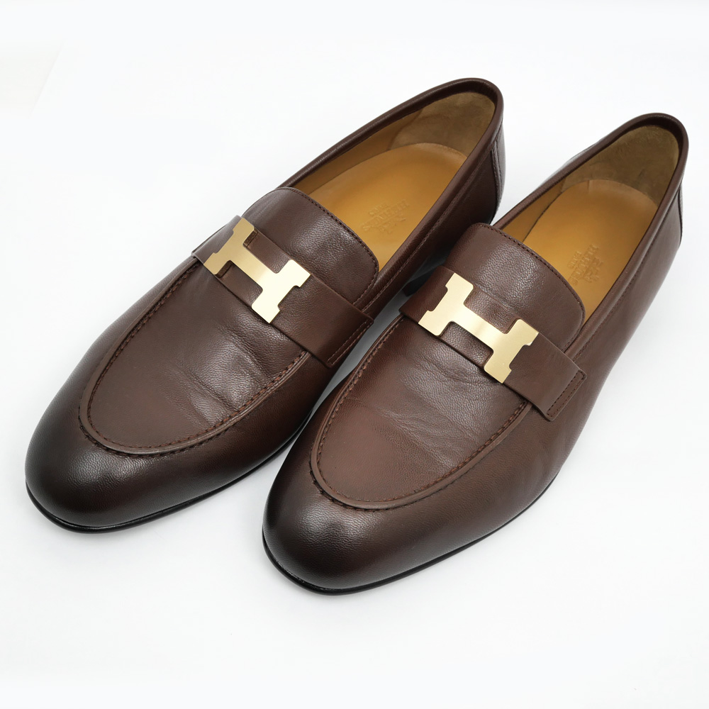 名東】【HERMES】エルメス モカシンパリ ローファー ブラウン