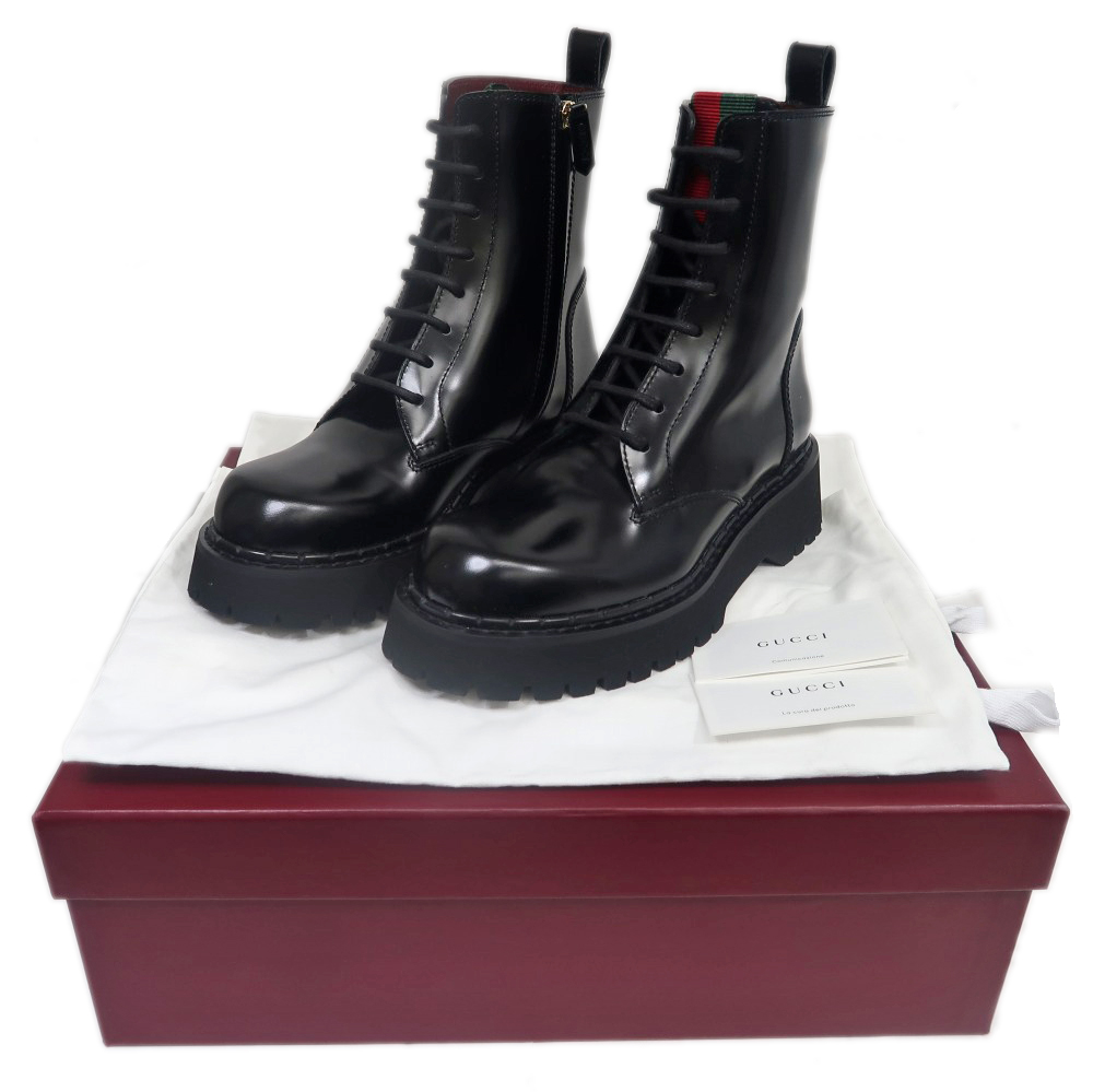 名東】【GUCCI】グッチ アンクルブーツ 794394 サイズ38 1/2 ブラック