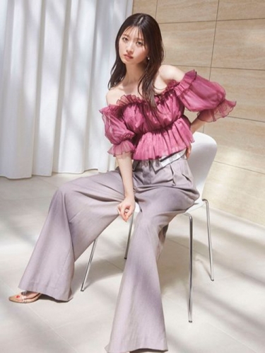 SNIDEL / スナイデル同型 Sustainableギャザーオフショルブラウス