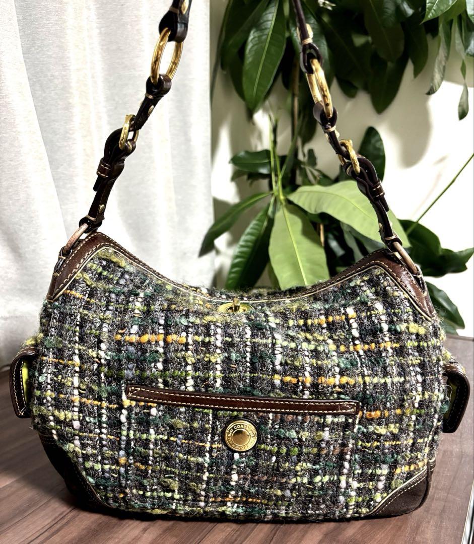 Rare COACH Coach Tweed Turnlock Shoulder Bag | Mercari
