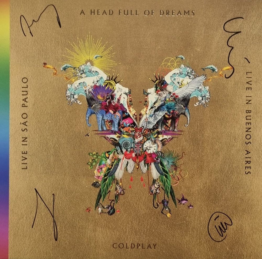 Coldplay A Head Full Of Dreams - Gold Vinyl - Autographed UK Vinyl