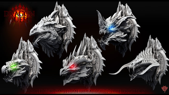 Mounted Dragon Heads - Evil Chromatic Dragon Trophies Resin