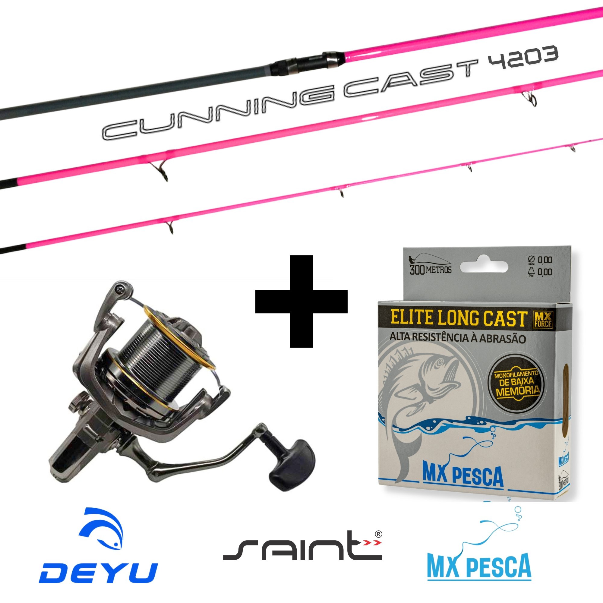 Kit Vara Cunning Cast 4,20 + Molinete Legender Surf Pro 8000 +