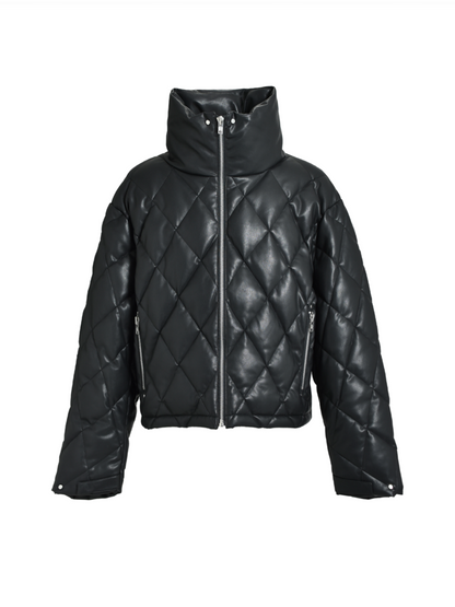 BREATH - ブレス】 FAUX LEATHER QUILTING DOWN JACKET / BLACK