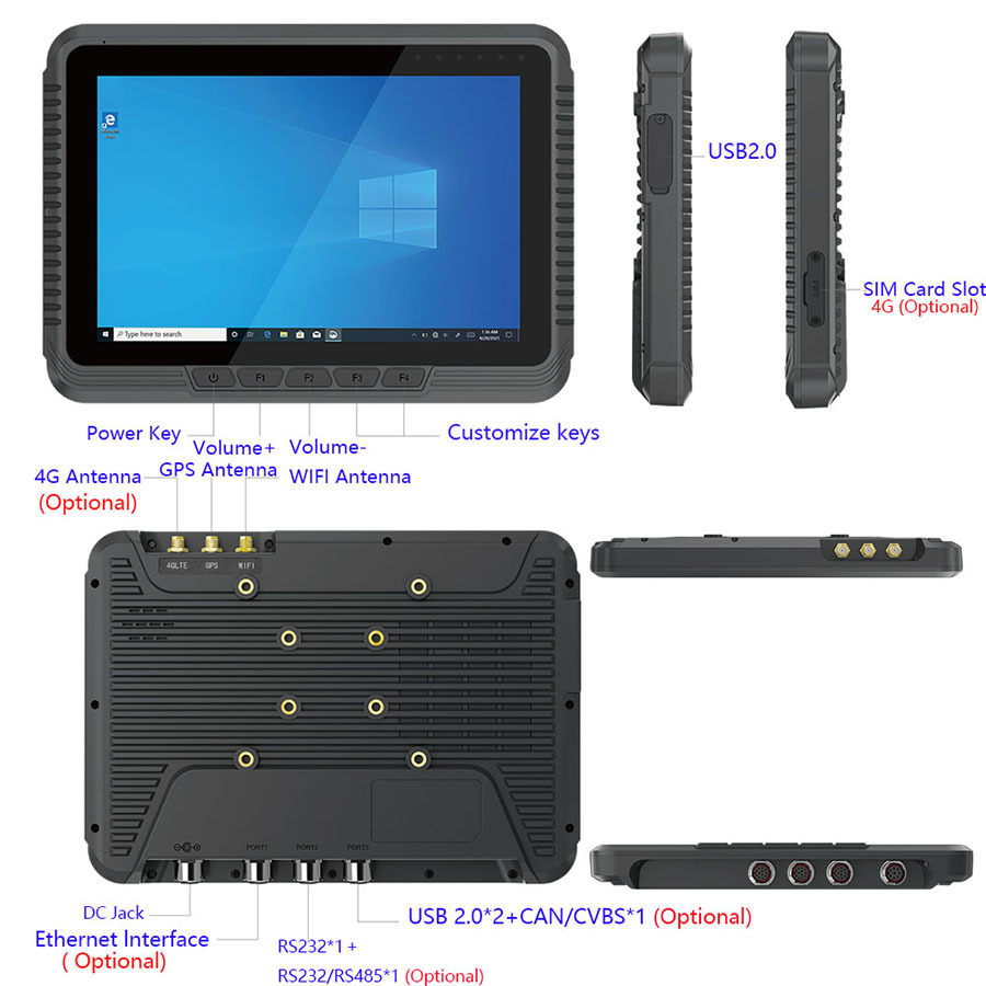 Forklift Mounted Rugged Windows 11 Tablet PC CAN BUS Protocol CVBS