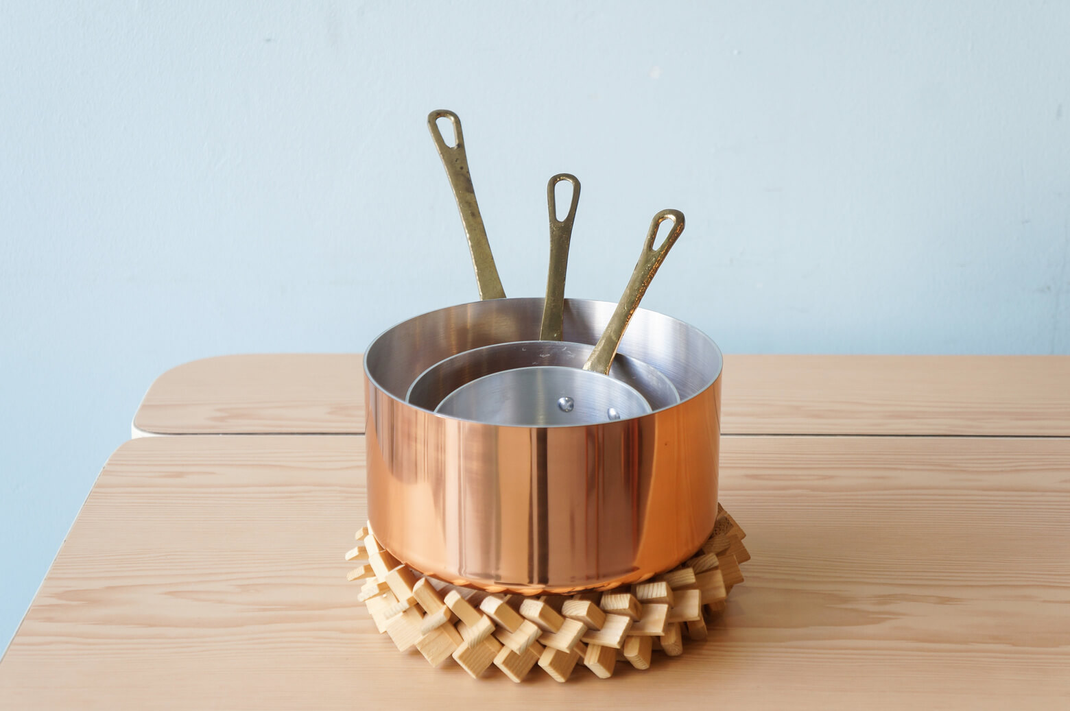 フランス製 銅製 片手鍋 セット フライパン キッチン雑貨 レトロ/Les