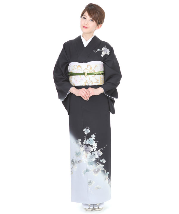 訪問着レンタル｜和田光正 黒に葡萄蔦｜H0088｜L｜宅配着物レンタル