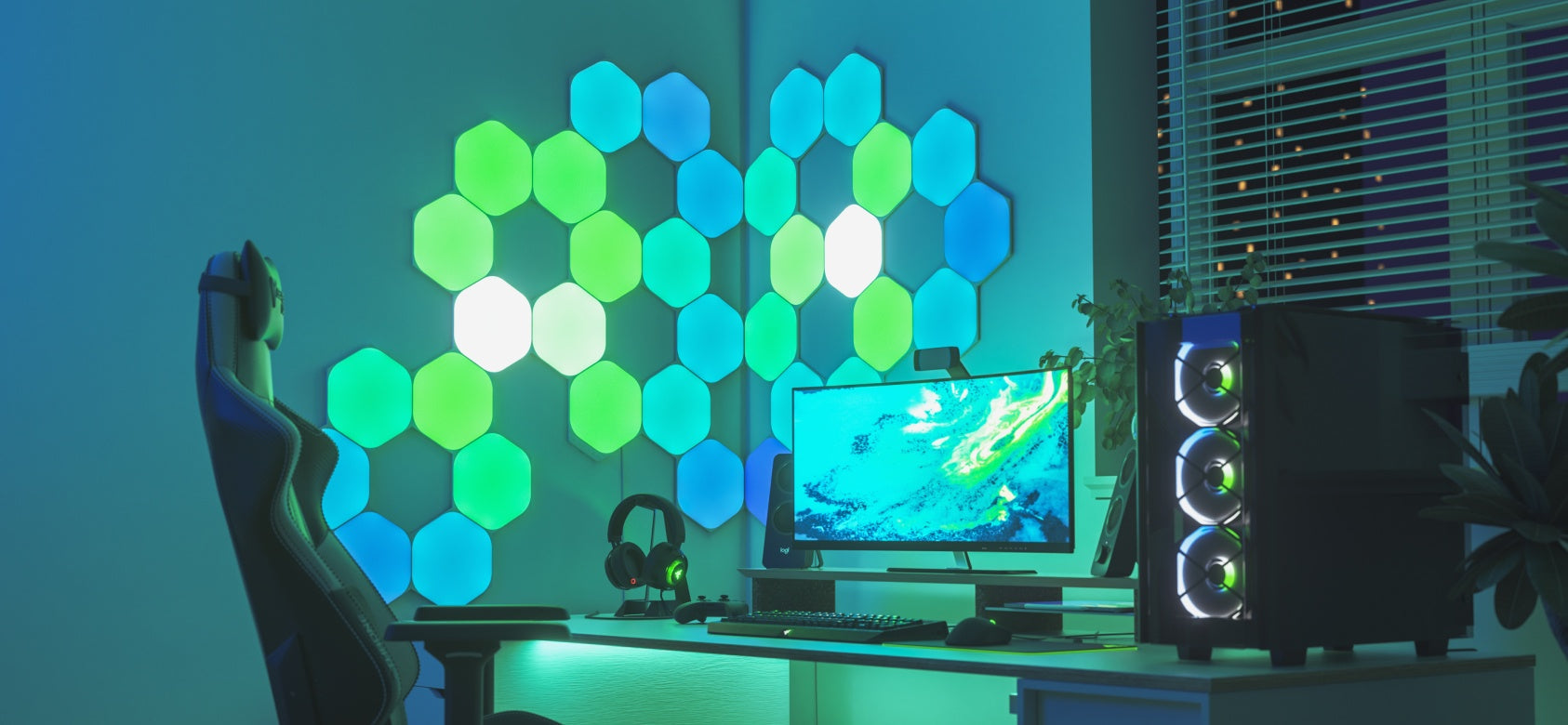 Nanoleaf Shapes Hexagons | Smart LED Light Panel Kit (5 Panels