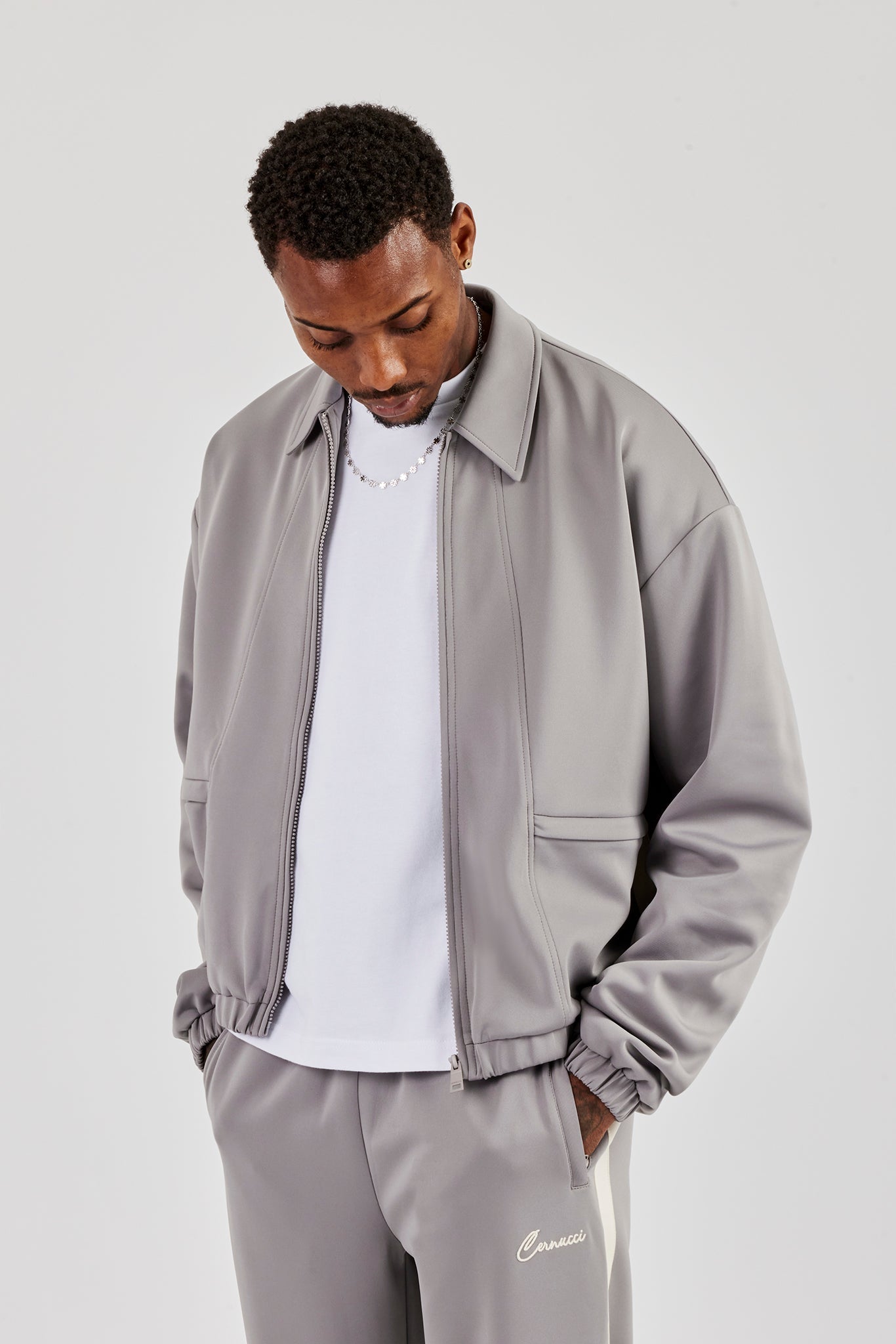 Poly Contrast Track Jacket - Grey | Mens Outerwear | Shop Track