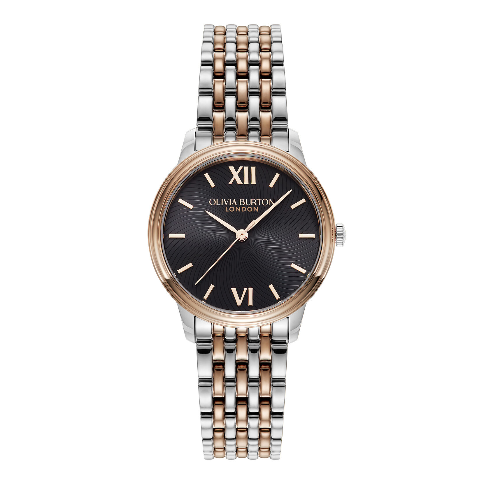 Classic 32mm Swirl Black & Two Tone Bracelet Watch | Olivia Burton