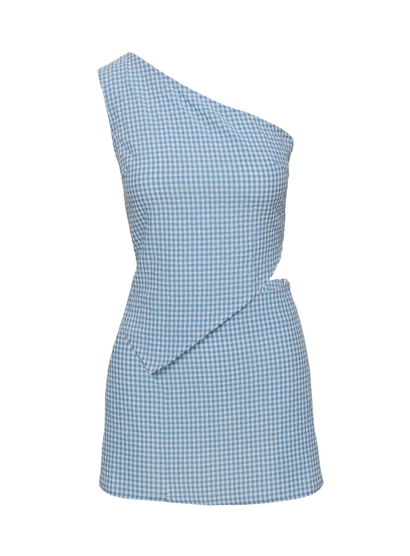 Dirst One Shoulder Set Blue Gingham | Princess Polly