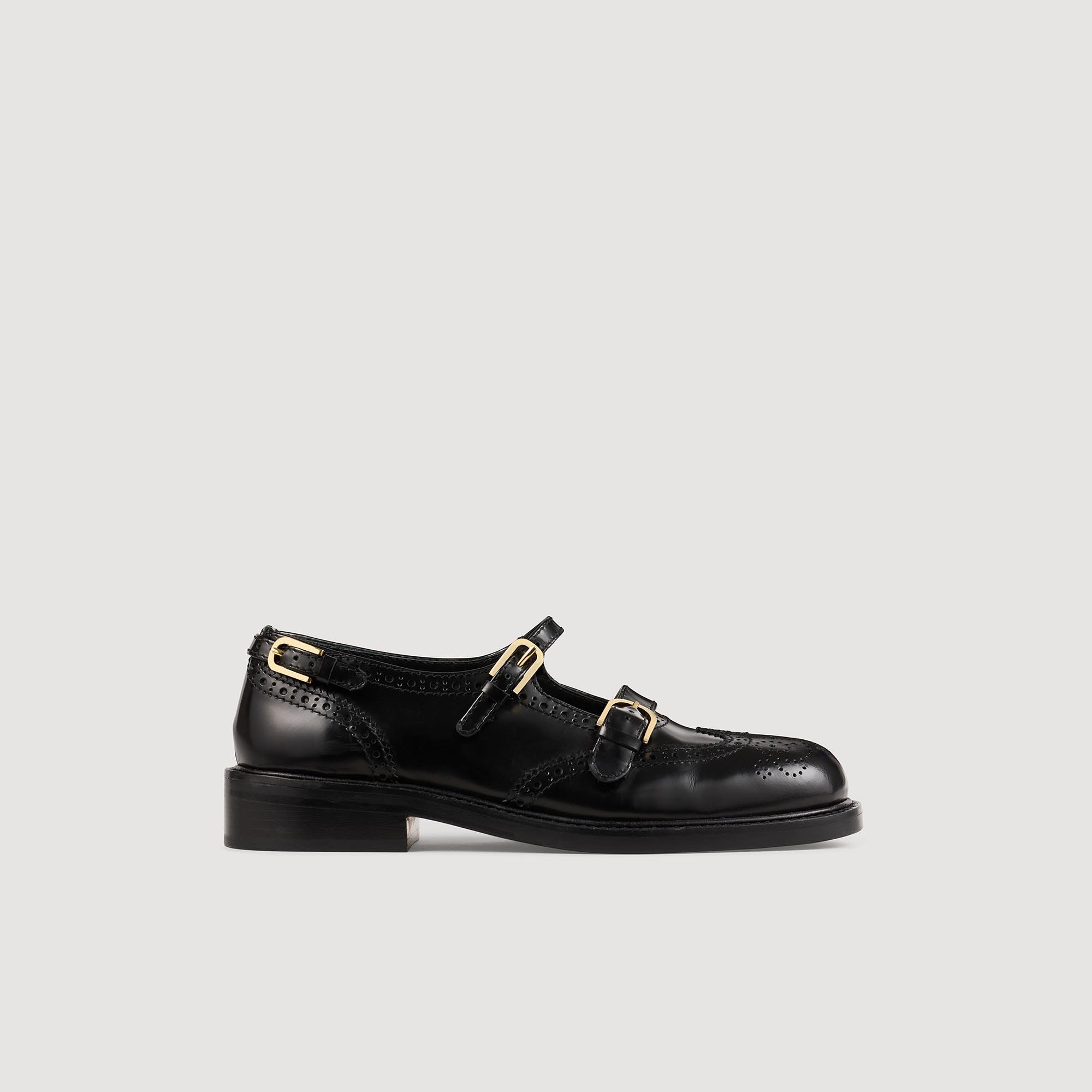Multi-Buckle Mary Jane loafers in Black for Women | Sandro Paris