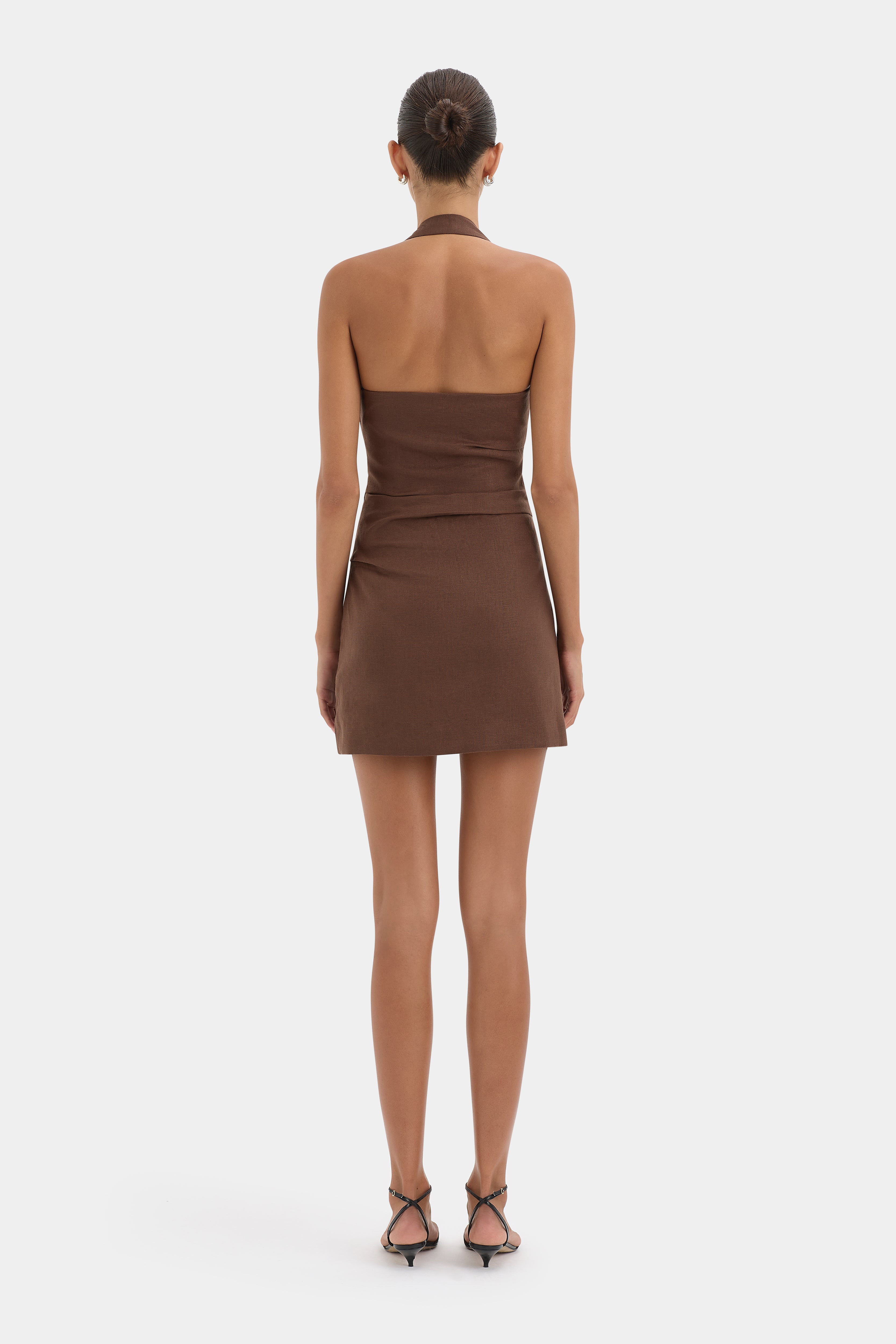 Noemi Halter Mini Dress | Chocolate Brown | SIR.