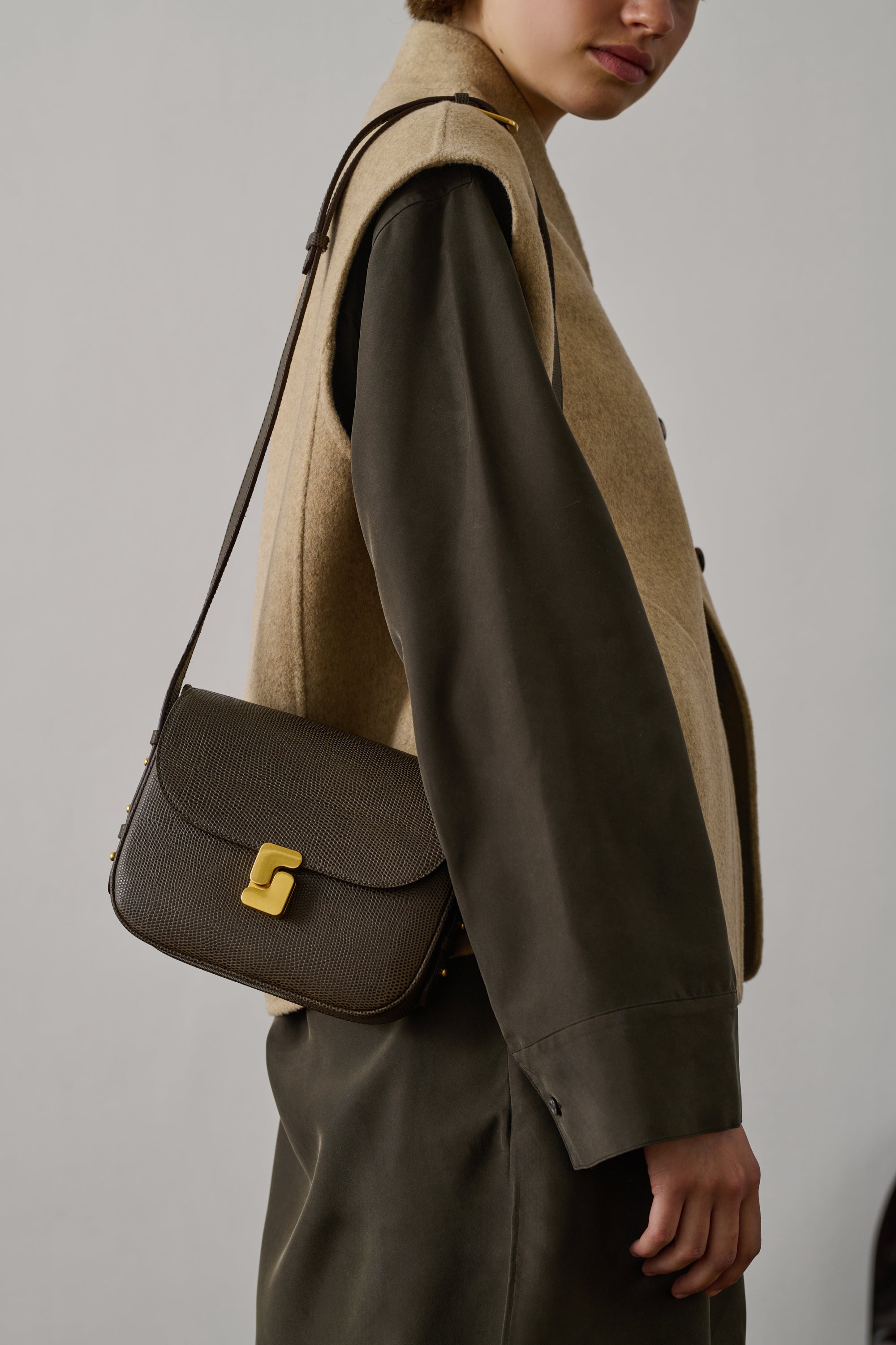 Bellissima Mini Bag - Olive Green - Leather - Woman