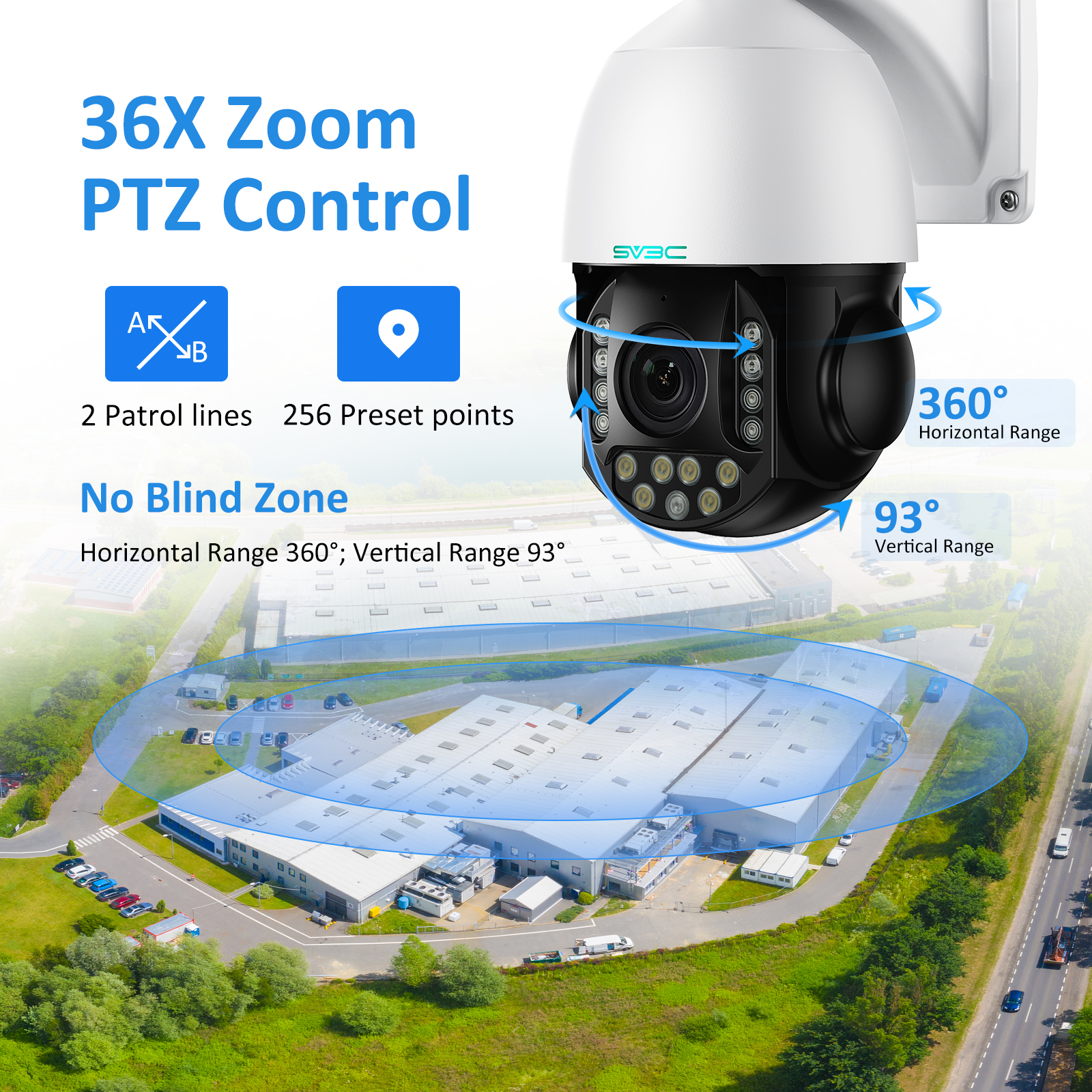 US$ 279.99 - Outdoor 5MP/8MP PTZ IP POE Security Camera, SV3C Pan