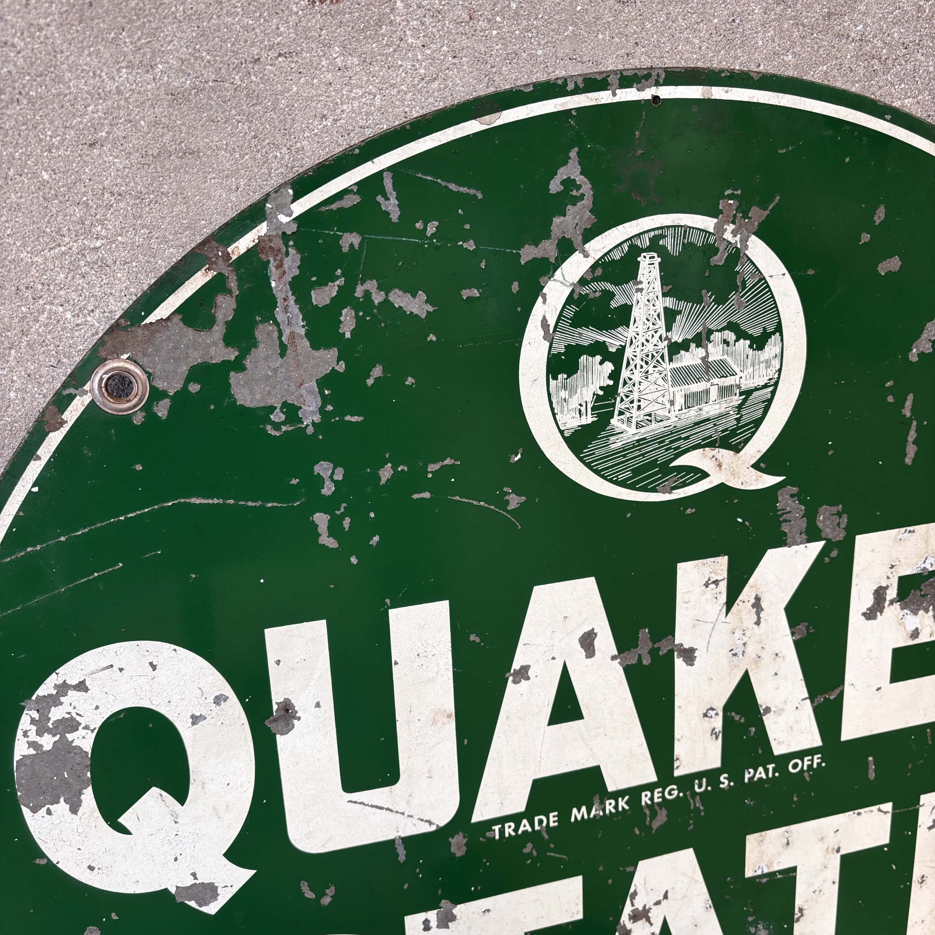 Vintage Quaker State Motor Oil Double Sided Sign