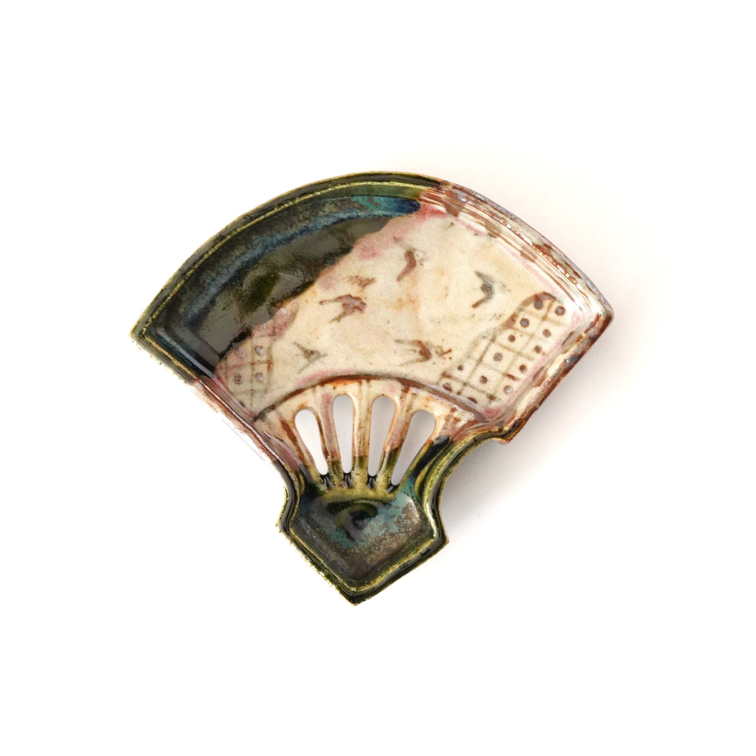 宮田真幸】織部扇面向付 – うつわ御結