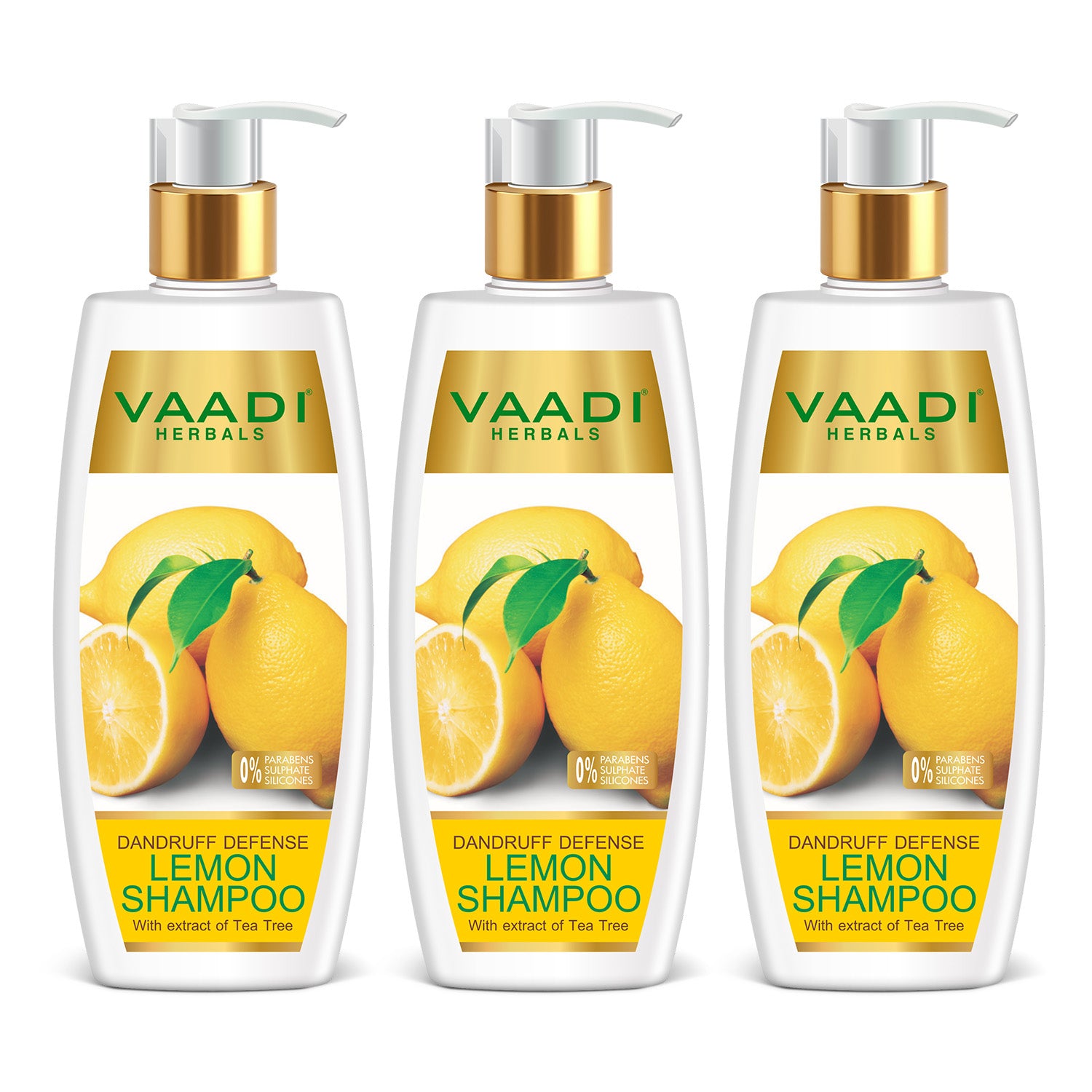 Pack of 3 Dandruff Defense Lemon Shampoo with Extracts of Tea Tree