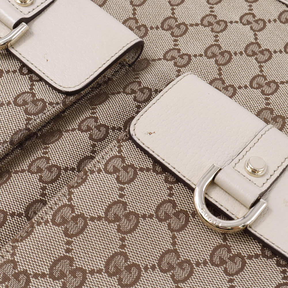 GUCCI GGキャンバス ワンショルダーバッグ 白/ブラウン 153025 Canvas