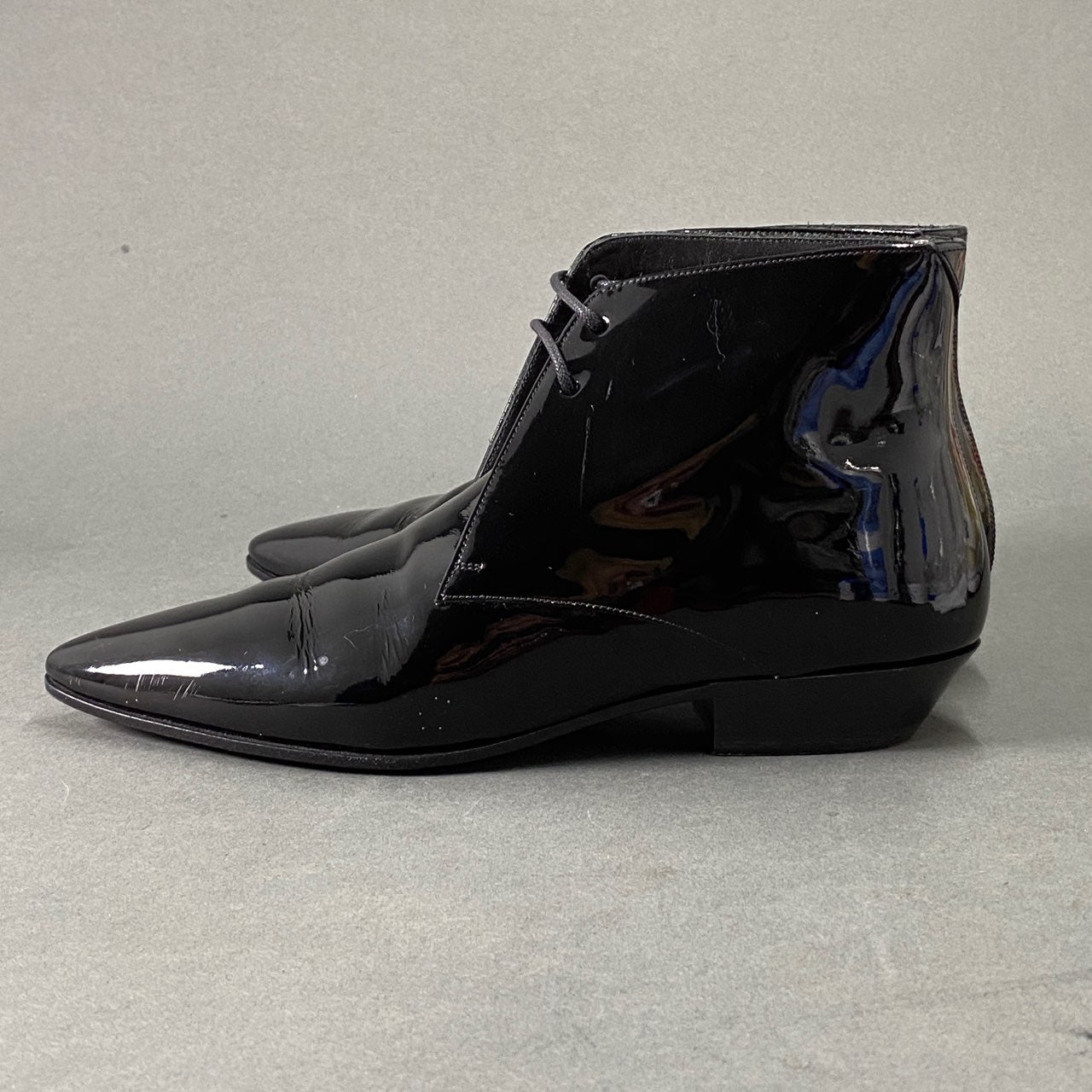 1L10 SAINT LAURENT サンローラン エナメルショートブーツ 38(23.5cm