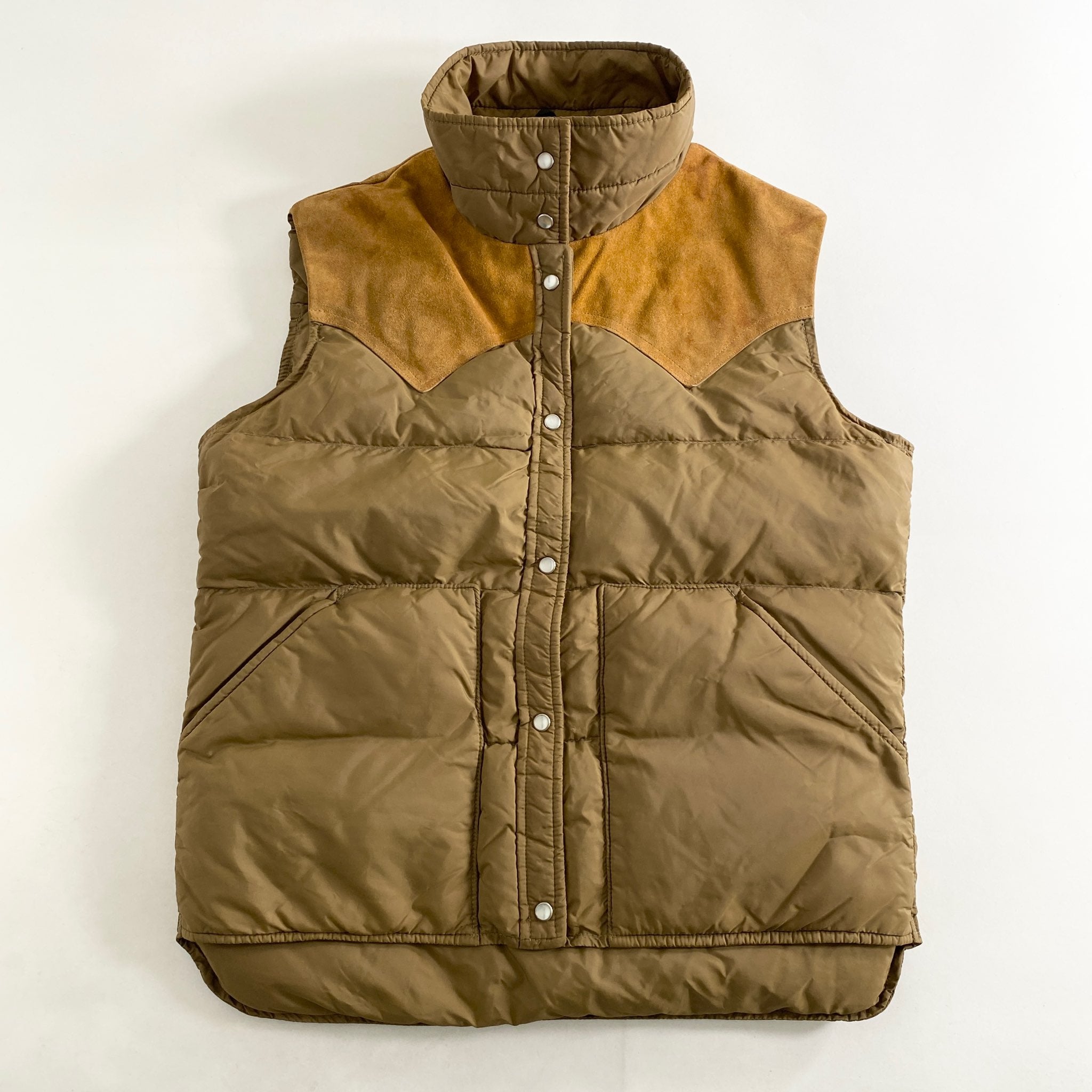 48L5《90'S》Woolrich ウールリッチ ヨークレザー切替 ダウンベスト 38