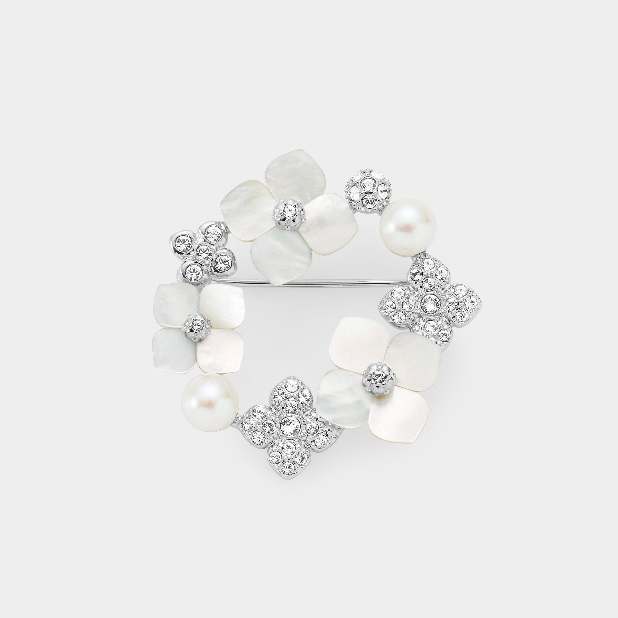 VBMV6136__PF 淡水パール シェルフラワー ブローチ｜ブローチ｜ヴァン