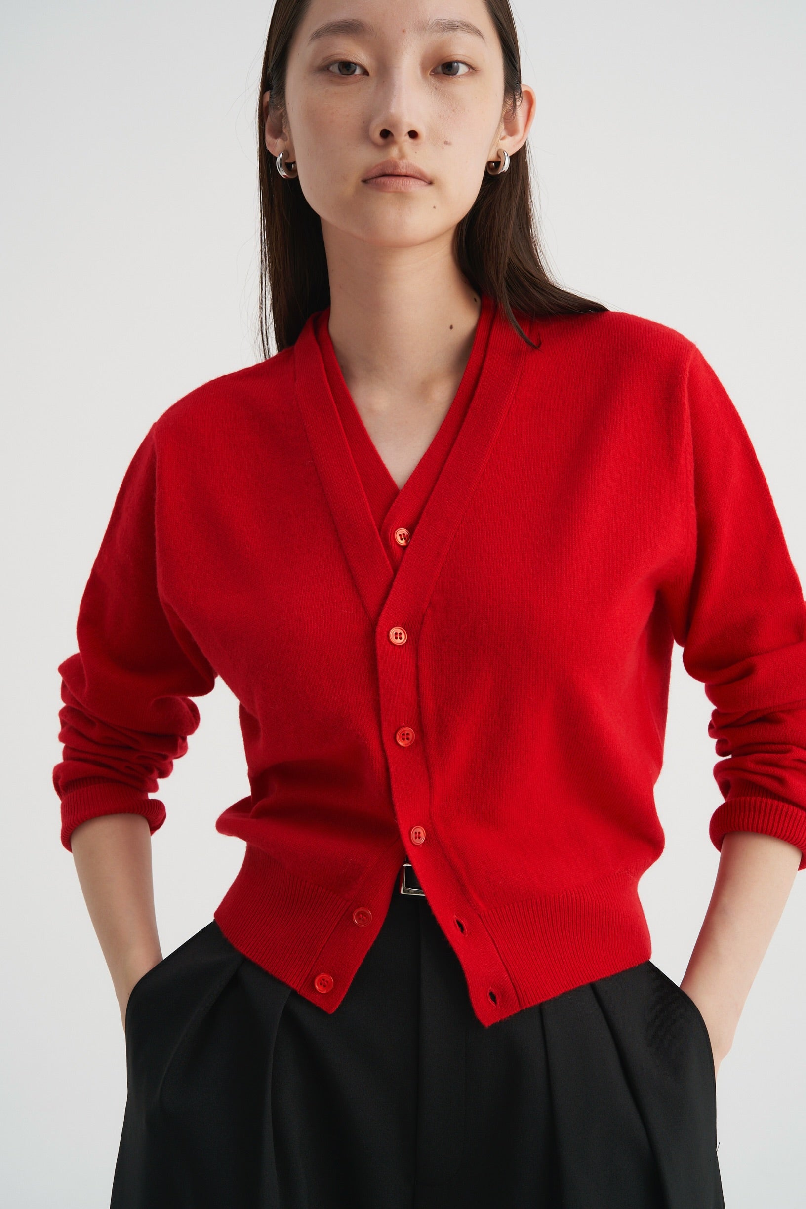 Double collar wool knit cardigan – Venica