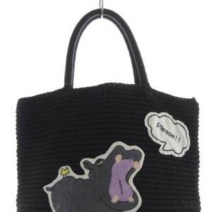 アニマル コードバッグ かごバッグ カバ柄 ハンドバッグ 黒 ブラック