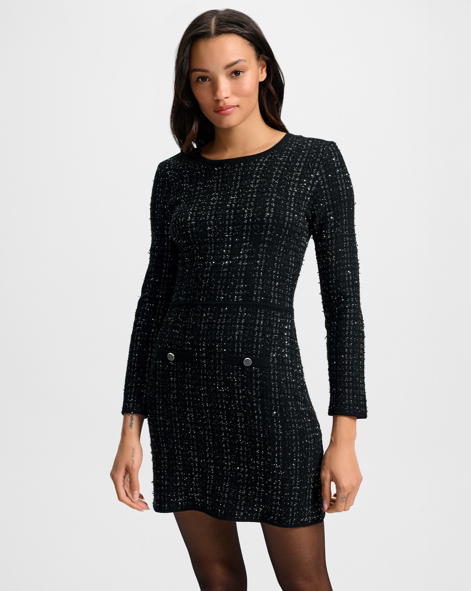 Channing Tweed Mini Dress in Black | Veronica Beard